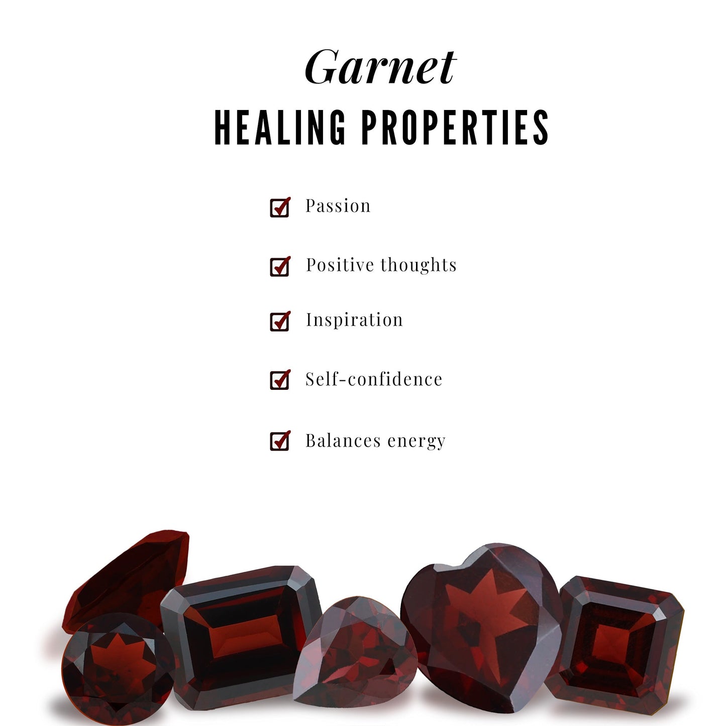 Natural Red Garnet Half Eternity Ring with Diamond