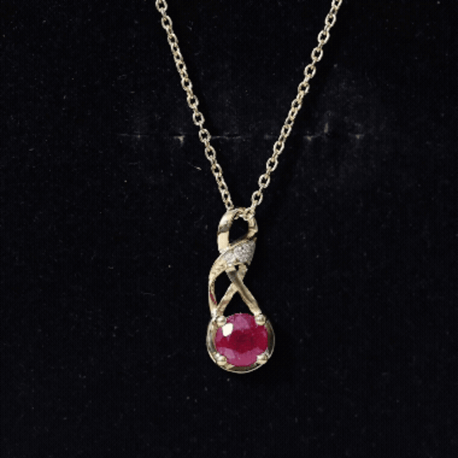 Natural 1.5 Carat Ruby and Diamond Infinity Necklace with Silver Chain