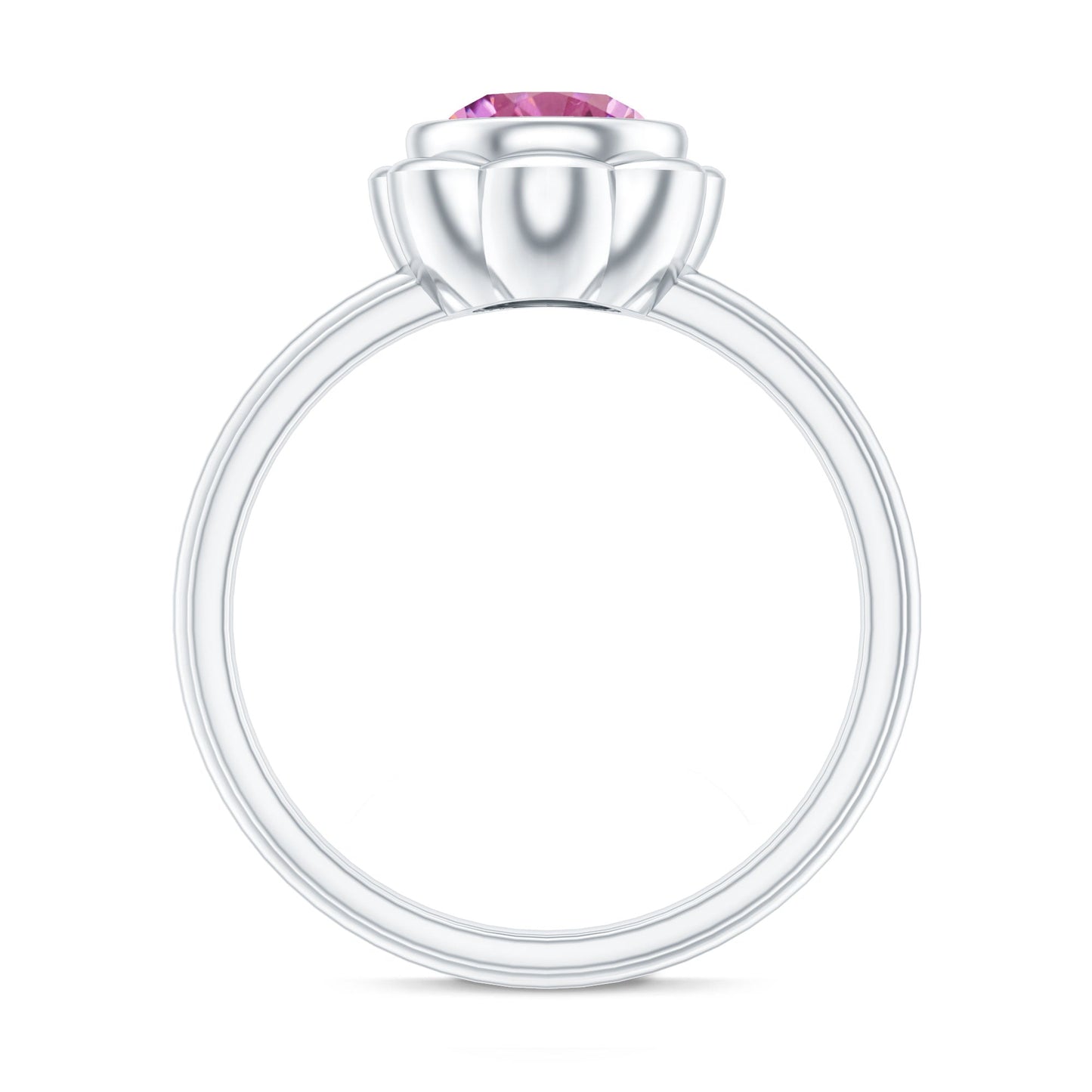 1 Carat Round Pink Tourmaline Flower Engagement Ring