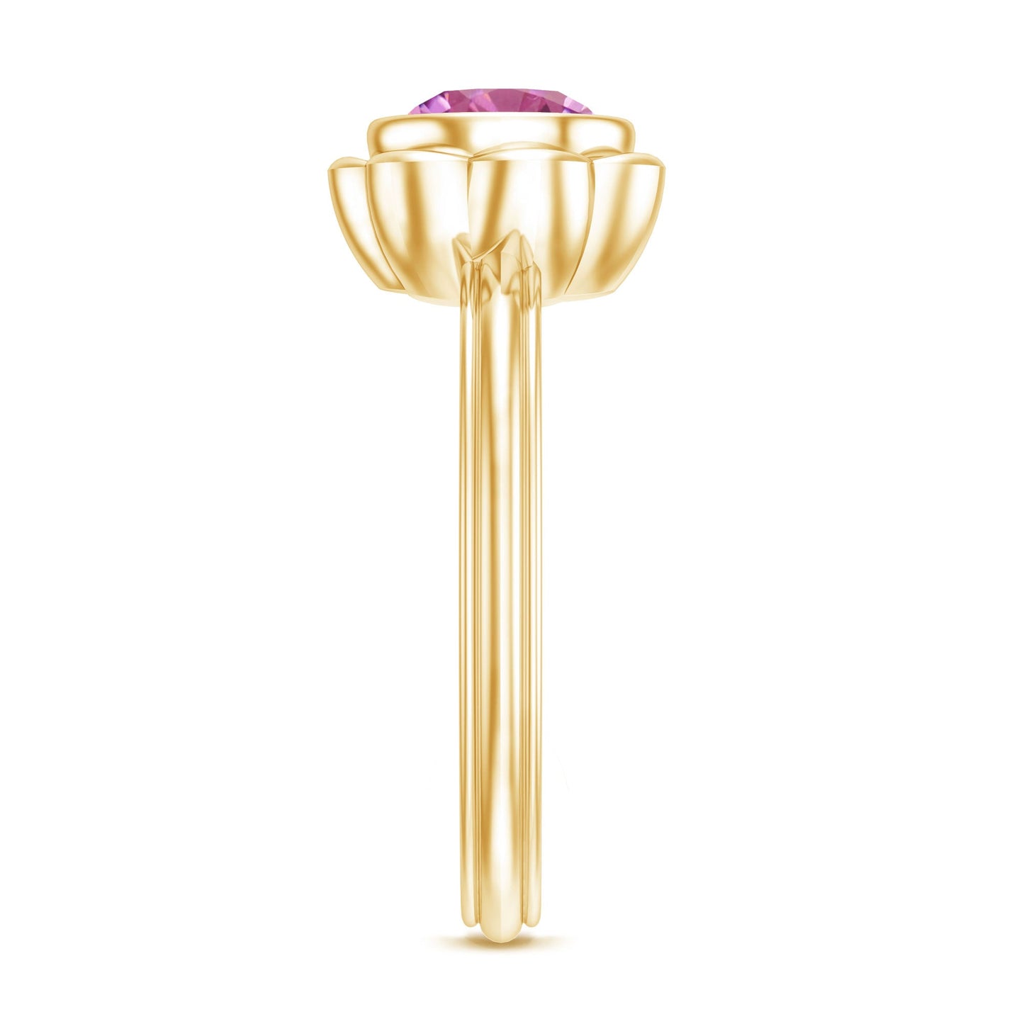 1 Carat Round Pink Tourmaline Flower Engagement Ring