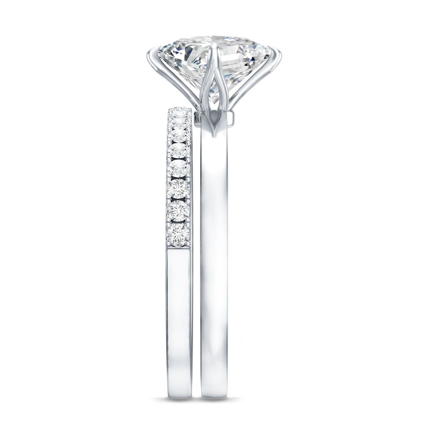 Princess Cut Lab Grown Diamond Ring With Wedding Band